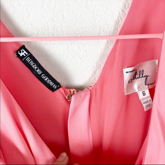 Milly Neon Coral melon stretch-silk mini dress c1 - Picture 5 of 8